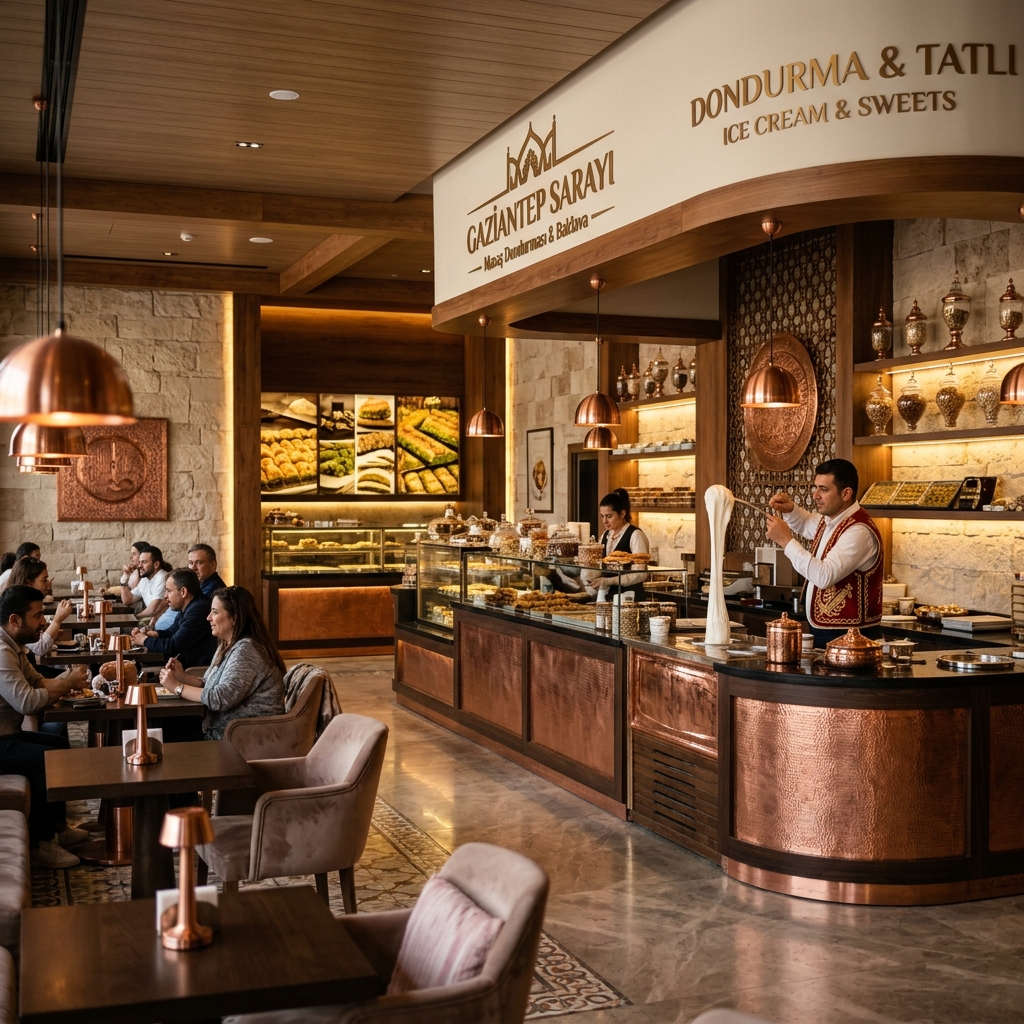 Luxurious Feyzi Dondurma Cafe Interior in Gaziantep